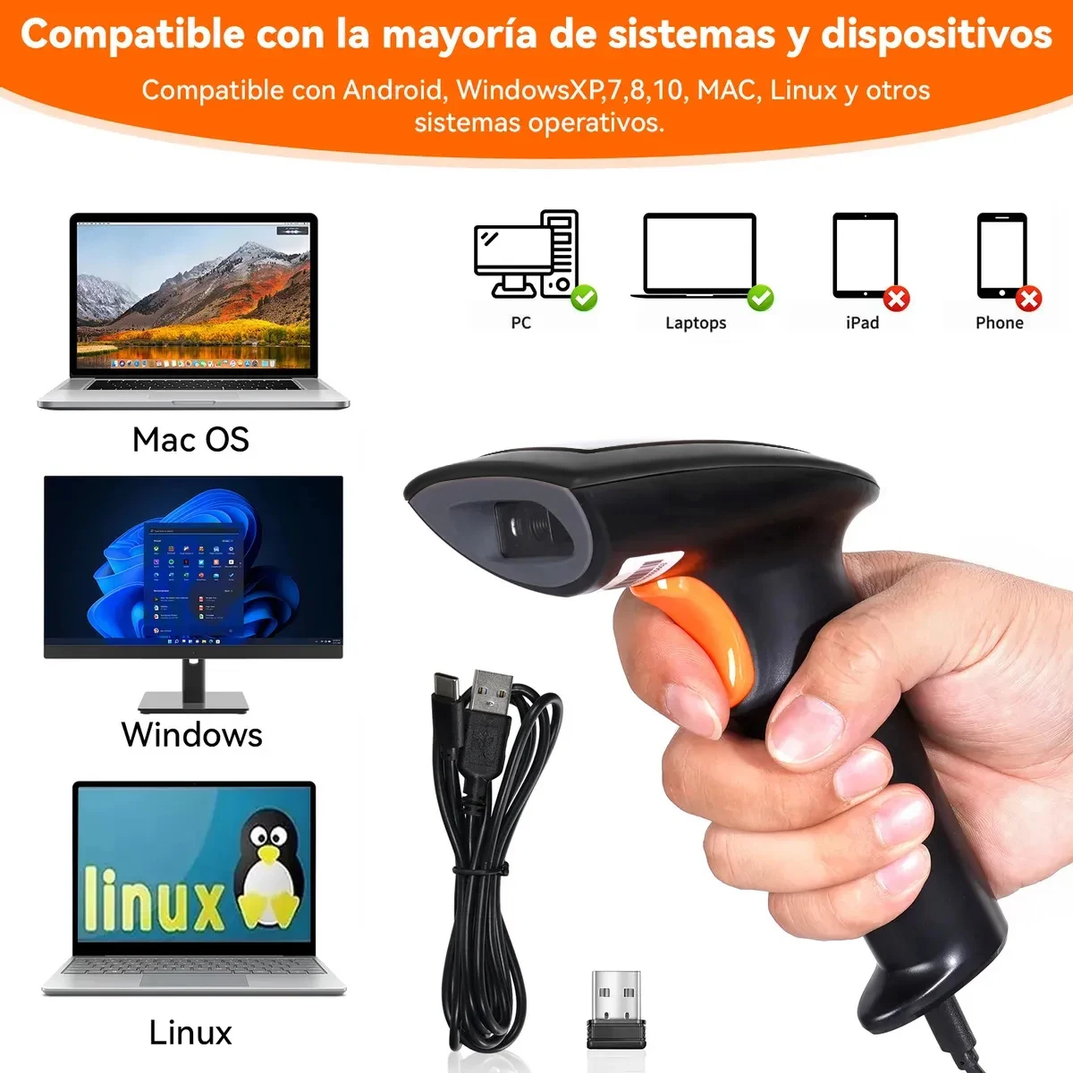 BWHS-25 STD Wireless 2D 1D QR Bar Code 2.4G Wireless Plug&Play New Design High Performance Bar Code Scanner for POS, Retail - Image 5