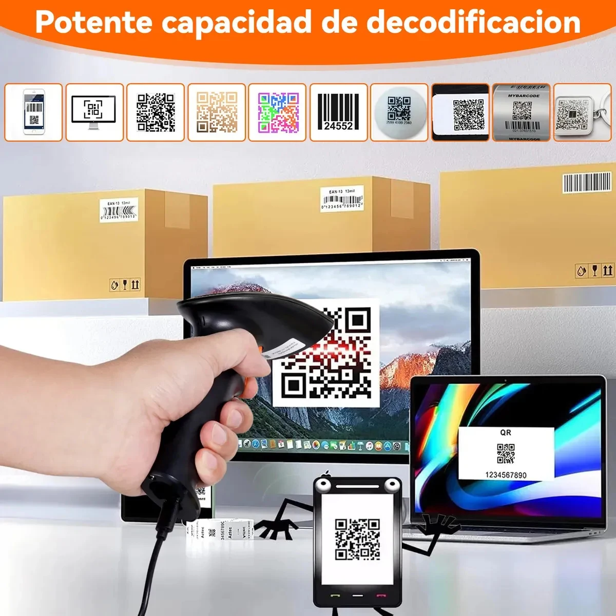 BWHS-25 STD Wireless 2D 1D QR Bar Code 2.4G Wireless Plug&Play New Design High Performance Bar Code Scanner for POS, Retail - Image 4