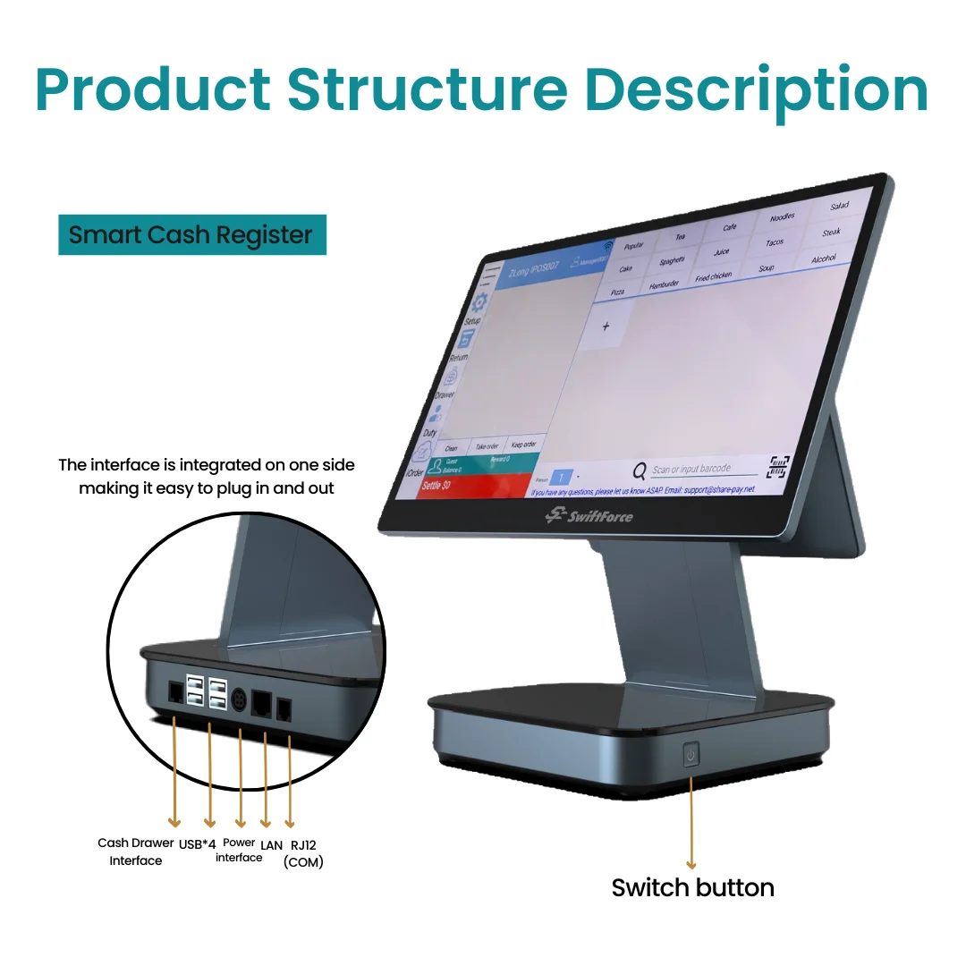 Discount Dual Screen 15.6 & 10.1 Inch Touch Screen Monitor POS Android Cash Register - Image 3