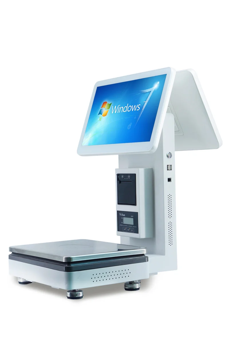 LICON Dual Screen 15.6 Inch LED Touch PC POS Cashier 58mm Printer Electronic Scales Balance Plate Weight Calculator Intel I5 - Image 2