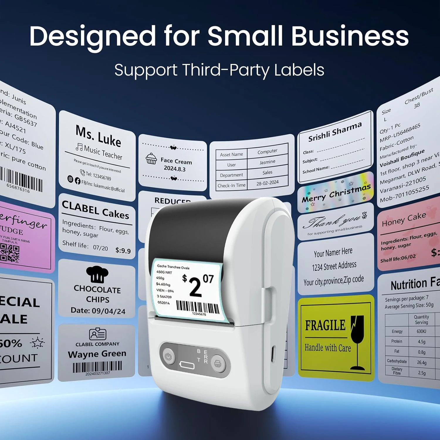 Mini Potable Pocket Wireless Smart Inkless POS Thermal Label Paper Printer 58mm USB Interface thermal printer - Image 6