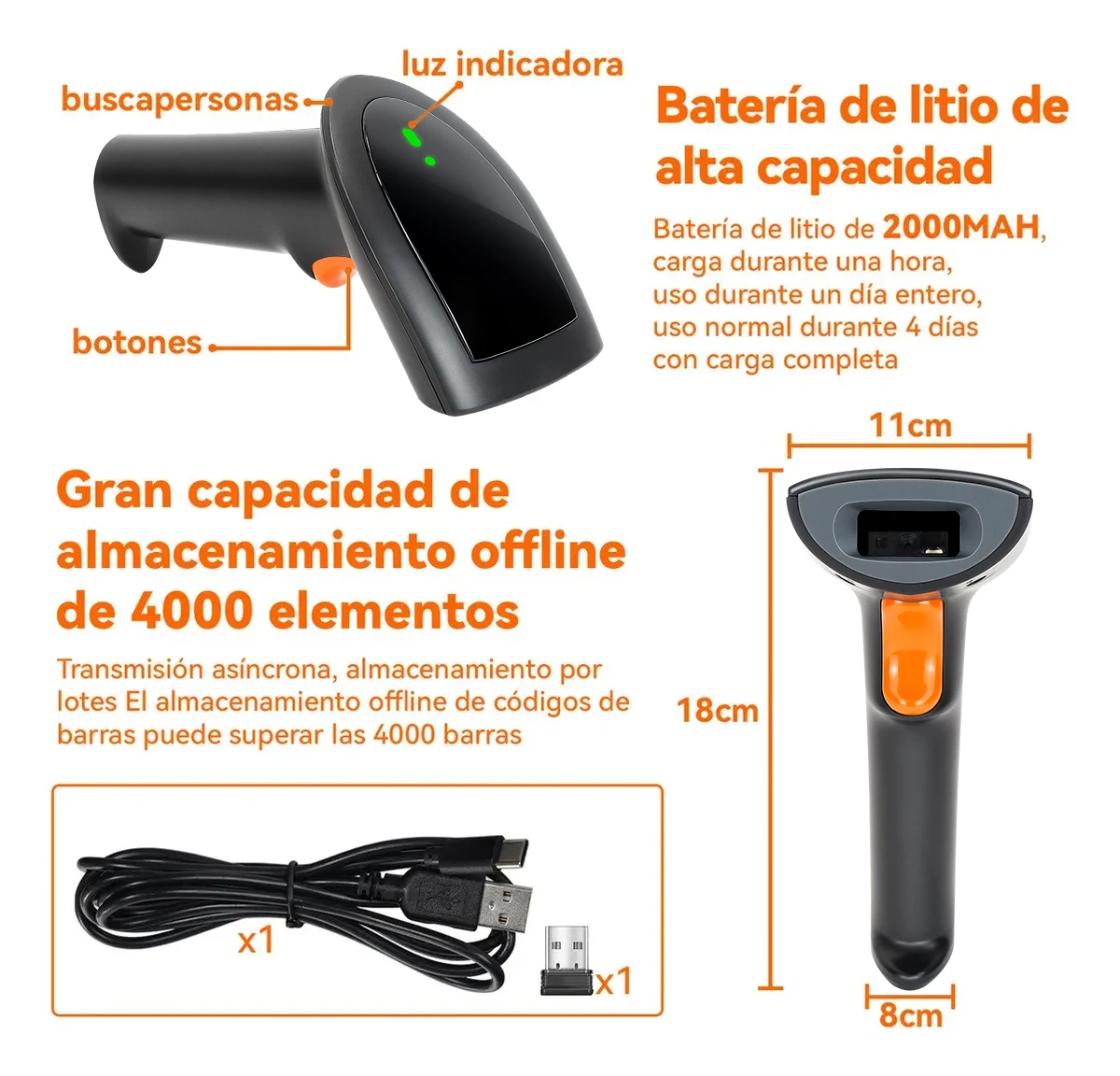 BWHS-25 STD Wireless 2D 1D QR Bar Code 2.4G Wireless Plug&Play New Design High Performance Bar Code Scanner for POS, Retail - Image 2