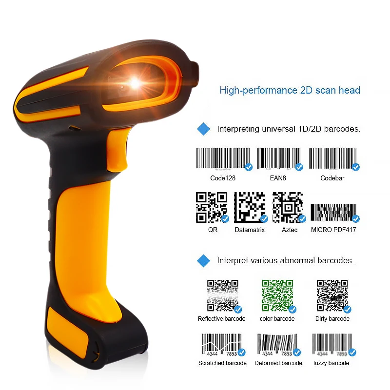 Outdoor Wireless Portable 2d PDF417 Barcode Scanner With 2.4ghz Module POS BT4.0 Scaning Gun With Zebra SE4750 Engine - Image 2
