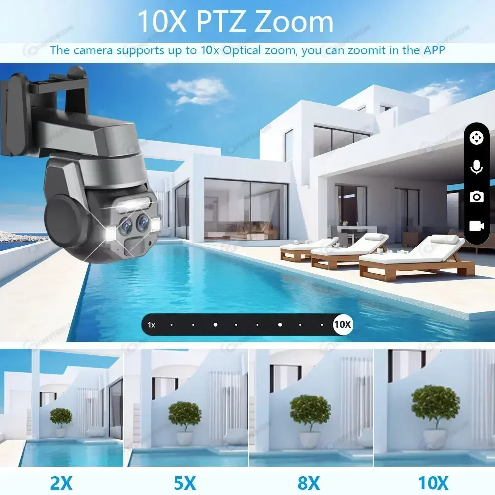 Carecam Pro 4K 8MP Dual Lens Wireless Camera Human Detection 10X PTZ Zoom Color Night Vision CCTV Intelligent Monitoring Camera - Image 2