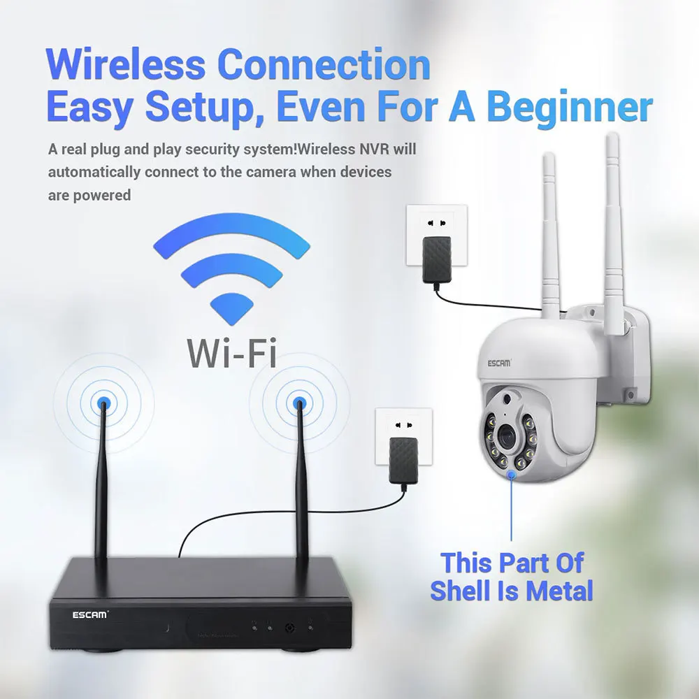 ESCAM H.265 3MP HD Wireless CCTV System Two Way Audio Waterproof PTZ WIFI IP Security Camera 8CH P2P NVR Video Surveillance Kit - Image 2