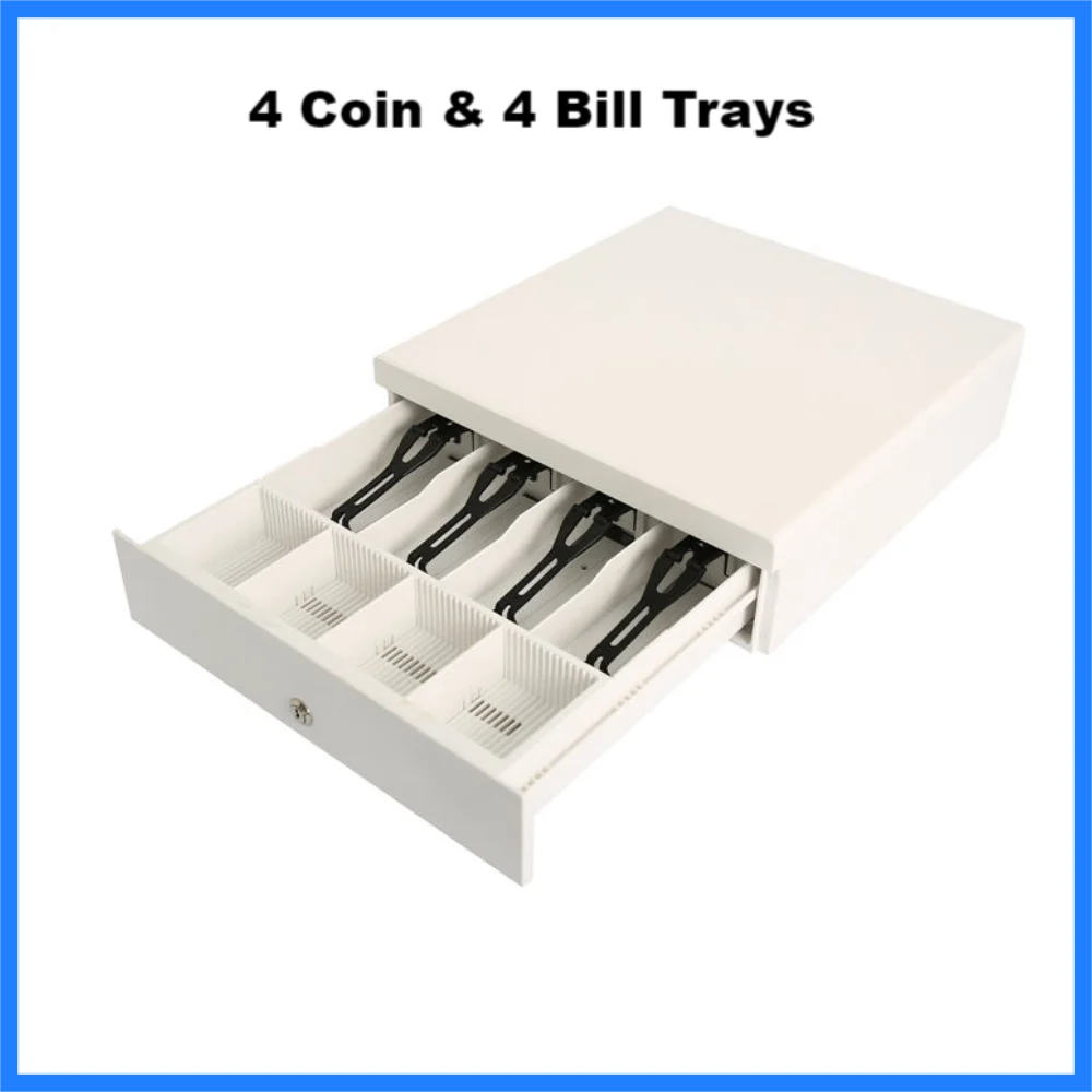 Light Weight Steel Cash Drawer RJ11 RJ12 Cash Box with Coin Tray Bill Trays Automatic Open Cashier Printer Cash Register Connect - Image 4