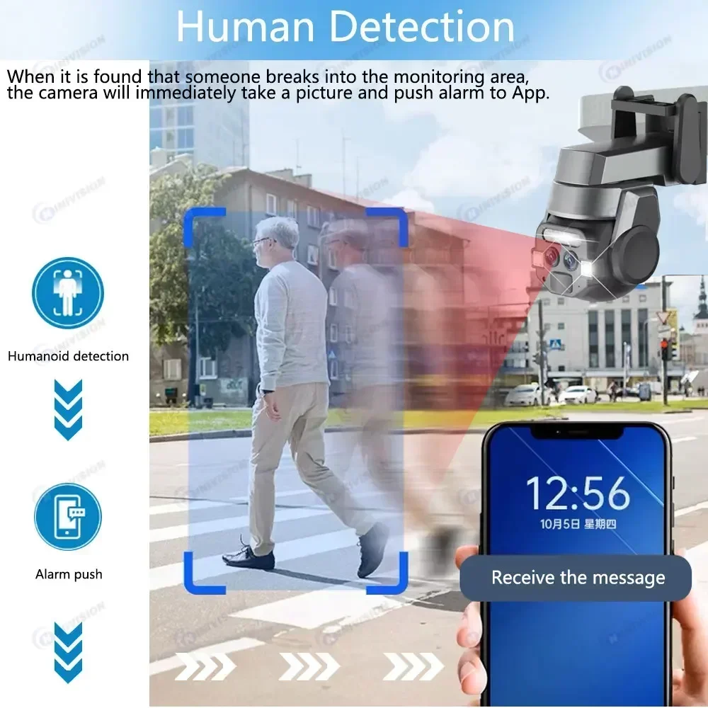Carecam Pro 4K 8MP Dual Lens Wireless Camera Human Detection 10X PTZ Zoom Color Night Vision CCTV Intelligent Monitoring Camera - Image 5