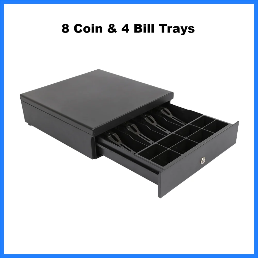 Light Weight Steel Cash Drawer RJ11 RJ12 Cash Box with Coin Tray Bill Trays Automatic Open Cashier Printer Cash Register Connect - Image 3
