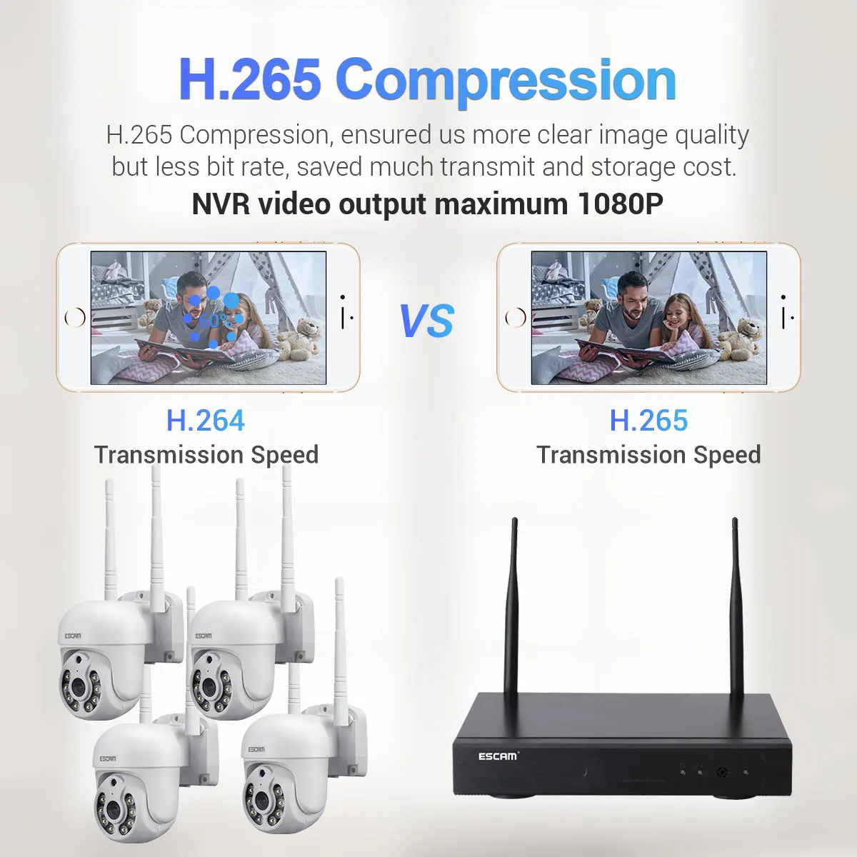 ESCAM H.265 3MP HD Wireless CCTV System Two Way Audio Waterproof PTZ WIFI IP Security Camera 8CH P2P NVR Video Surveillance Kit - Image 14